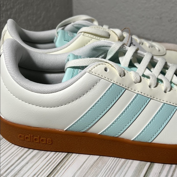 Adidas VL Court‎ 3.0 Women's Shoes sneakers white teal stripes size 6.5 lace up - Picture 5 of 14